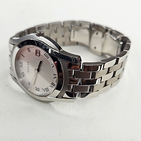 Authentic Gucci Watch 5500M Dial Quartz  Silver White Link Date Watch - Picture 3 of 15